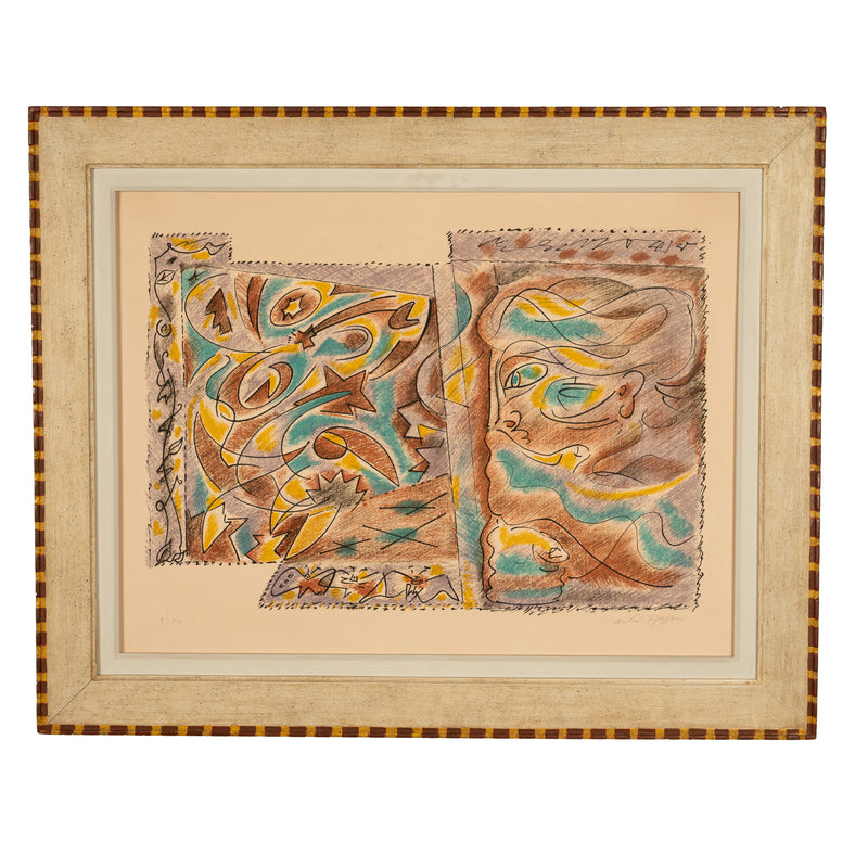 French Surrealist Color Etching "La Sibylle et les Astres" Signed & Numbered by André Masson, 1975