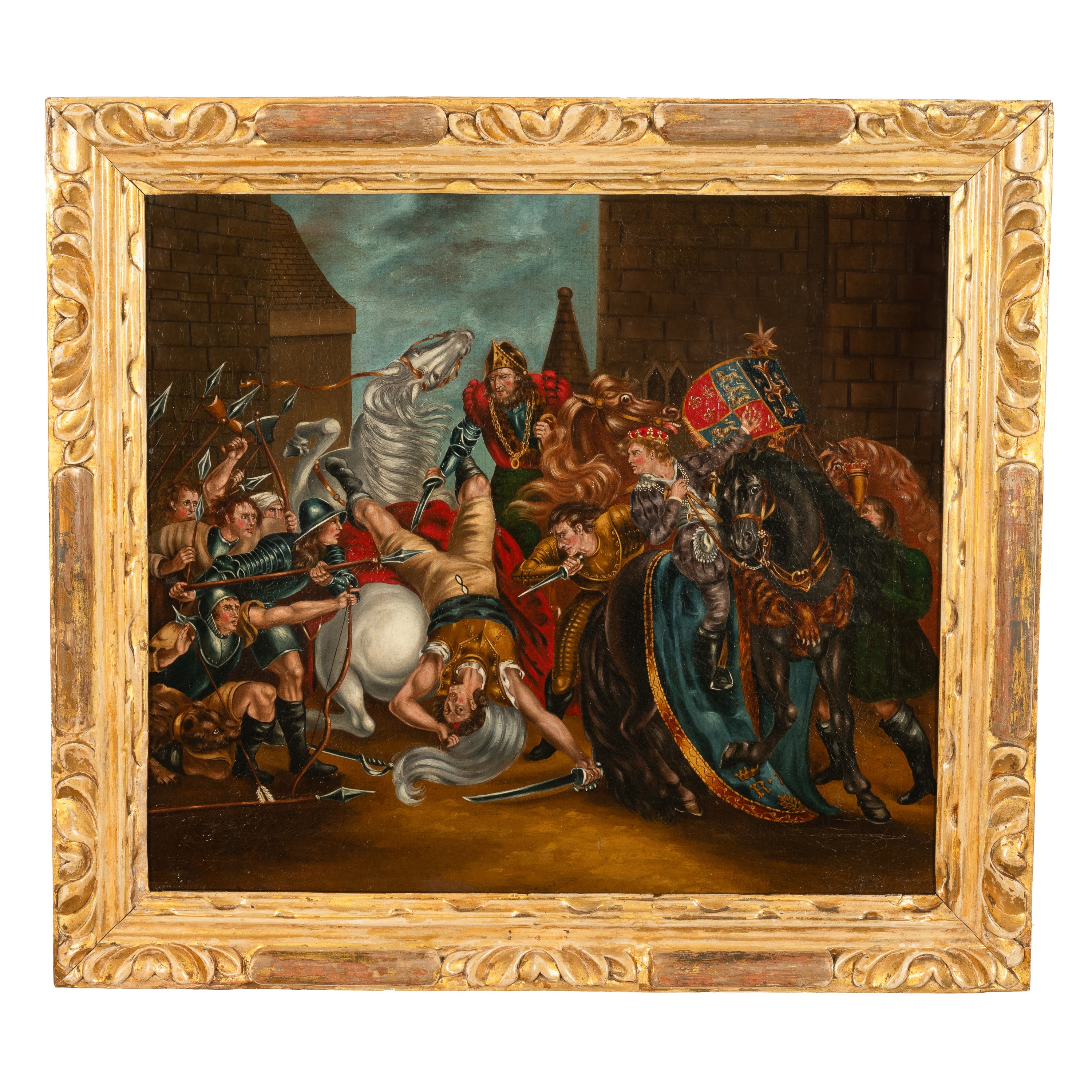 Antique 18th Century French Oil Painting on Canvas Joan Of Arc