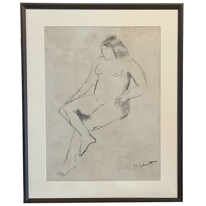 Original Signed & Dated Female Nude Drawing African American Expressionist by Robert Colescott, 1960