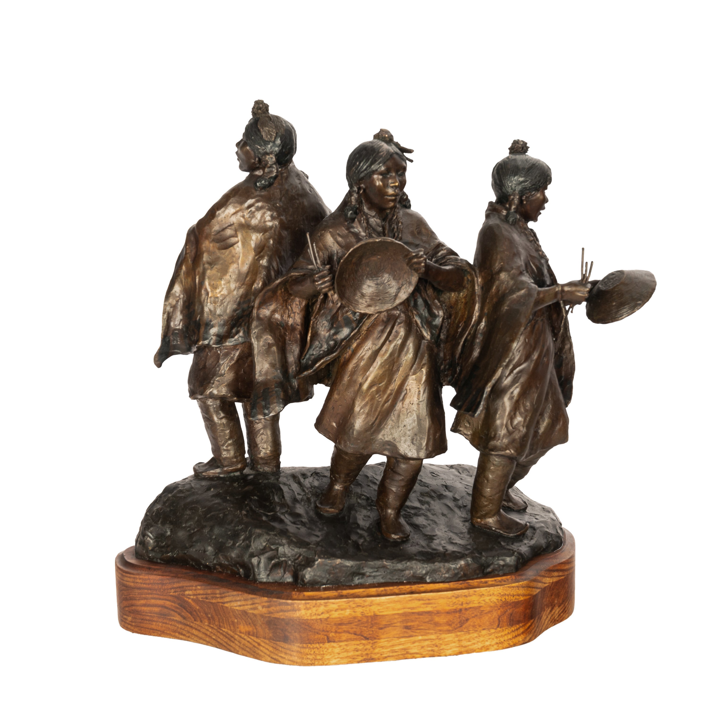 The Basket Dancers Bronze Sculpture Statue Young Native Pueblo