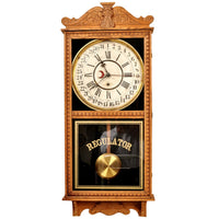 Antique American Store 8-Day Regulator (Clock) in Carved Oak Case, Circa 1890