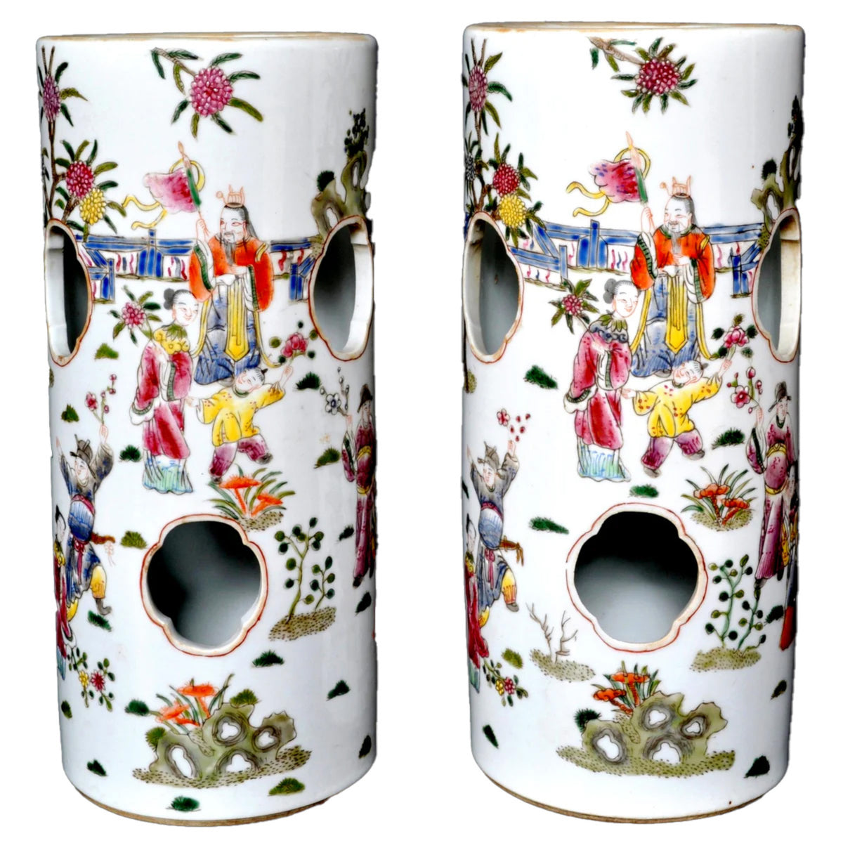 Pair of Qing Dynasty Antique Chinese Hat Vases, Circa 1880