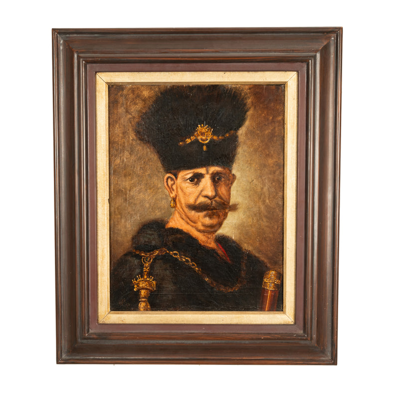 Antique 18th Century Oil on Canvas A Polish Russian Nobleman Portrait after Rembrandt van Rijn 1637