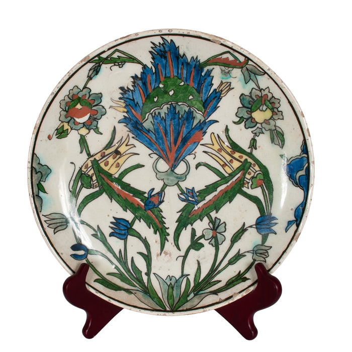 Antique 18th Century Islamic Ottoman Iznik Kutayha Pottery Plate Turkey 1750