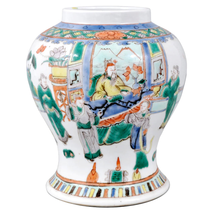 Antique 19th Century Chinese Qing Dynasty Famille Verte Porcelain Jar, Circa 1880