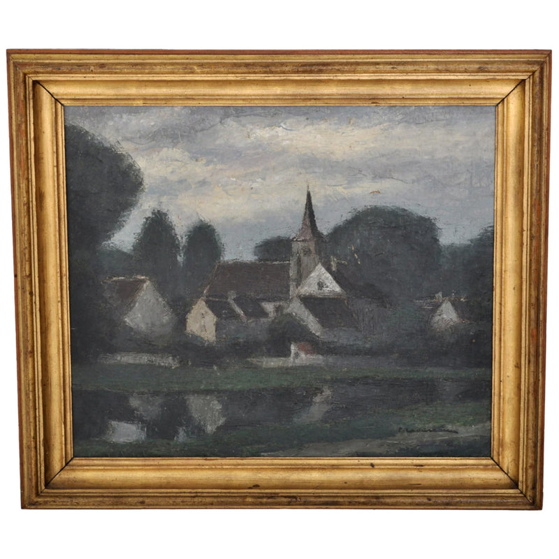 Antique French Post-Impressionist Landscape Oil Painting by Pierre Ladureau (1882-1975), Circa 1920