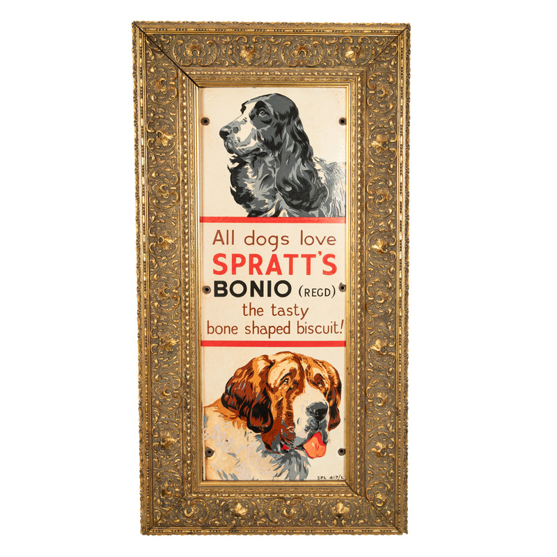 Antique Metal Enamel Advertising Sign Spratt's Bonio Per Food Dog Biscuits 1910