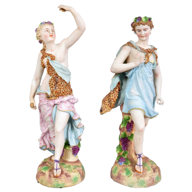 Fine and Large Pair of Antique Continental Porcelain Bisque Figurines of Adam and Eve, Circa 1870