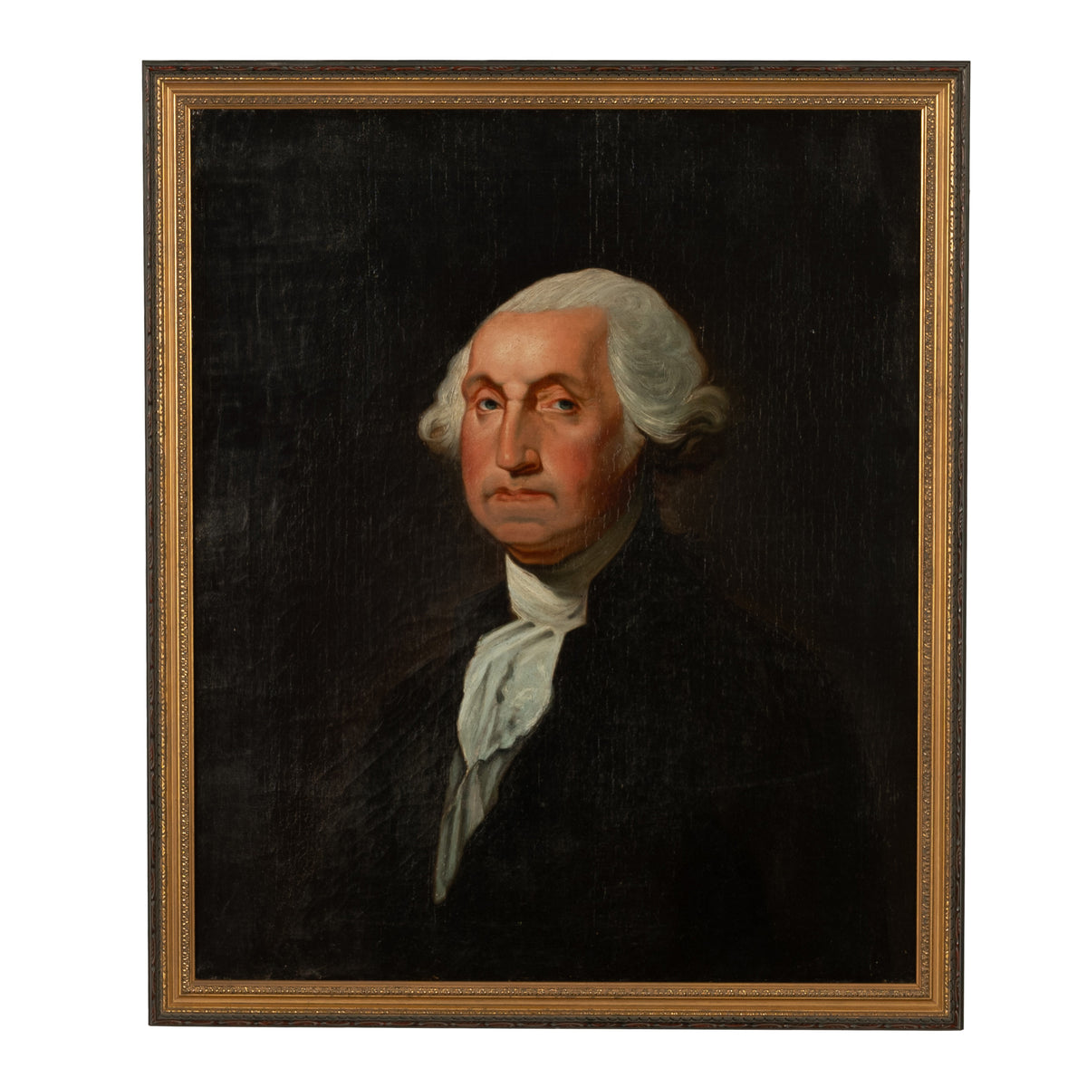 Antique 19th Century American Oil Painting Athenaeum Portrait George Washington after Gilbert Stuart 1845