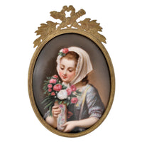 Antique Berlin KPM Style Porcelain Portrait Miniature Painting/Plaque, Circa 1890