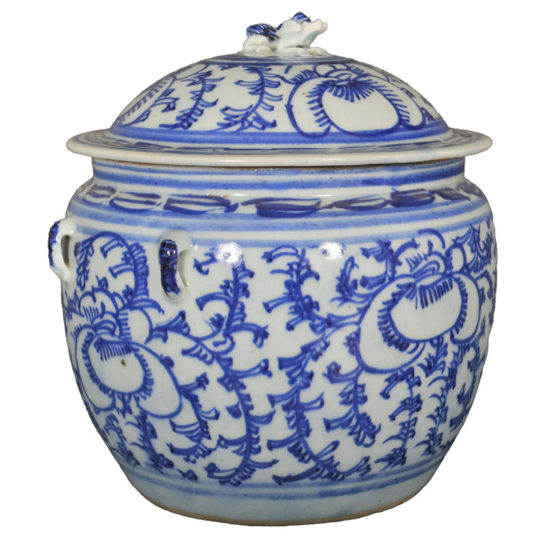 Antique Chinese Qing Dynasty Blue & White Lidded Bowl, Circa 1890