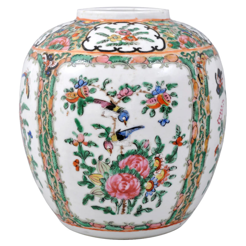 Antique 19th Century Chinese Famille Rose Porcelain Ginger Jar, Circa 1850