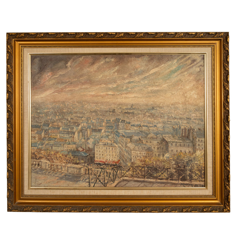 French Modernist Impressionist Oil Painting Paris Cityscape Landscape Scene by Pierre Moberg 1958