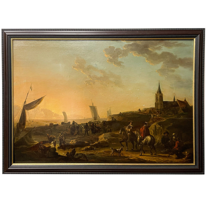 Antique 17th Century Large Dutch Old Master Oil on Panel Landscape Painting Jan Van Goyen 1650