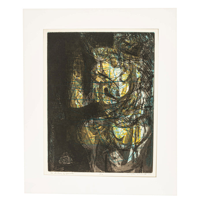 African American Abstract Expressionist Etching Aquatint "Anatomy of Aphrodite" by Warrington Colescott, 1959