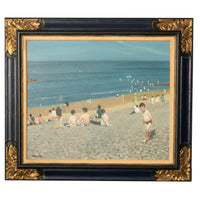 Irish Modernist Oil on Canvas Painting "Young Bathers" Children on the Beach  by Henry Robertson Craig