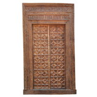 Antique 18th Century Indian Carved Doors & Frame Rajasthan 9.5' x 5.5' Circa 1750