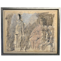 African American Painting Two Female Nudes "Conversation"by Robert Colescott, 1959 Smith Tower Gallery