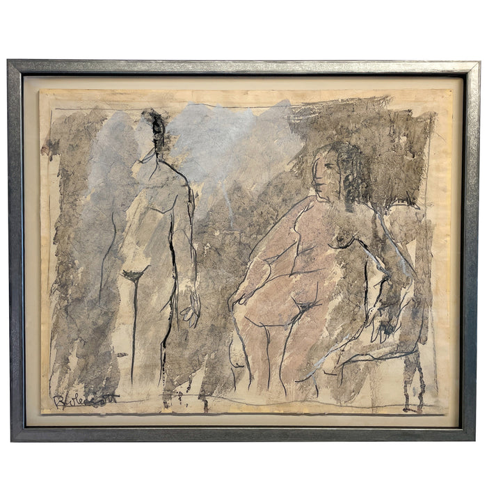 African American Painting Two Female Nudes "Conversation"by Robert Colescott, 1959 Smith Tower Gallery
