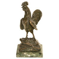 Antique French Bronze Animalier Sculpture Statue Rooster Cockerel Chicken by Louis-Albert Carvin, 1900