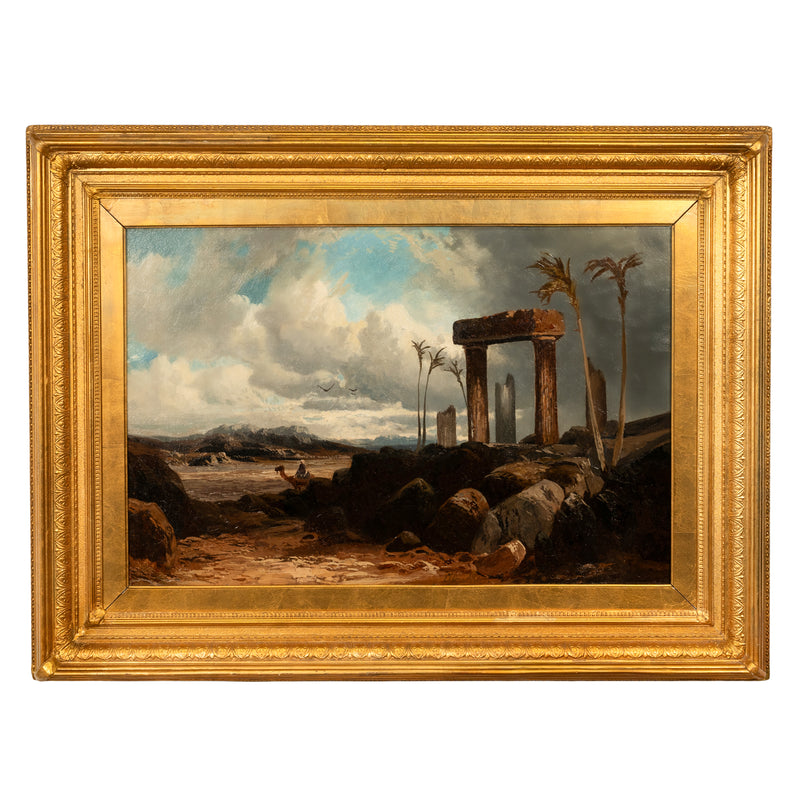 Antique 19th Century Large Oil on Canvas Painting Orientalist Palmyra Syria 1880 by Clarence Henry Roe