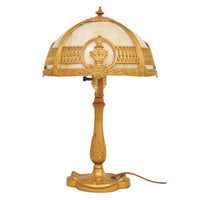 Antique American Boudoir Bronze & Slag Glass Table Lamp, Circa 1900