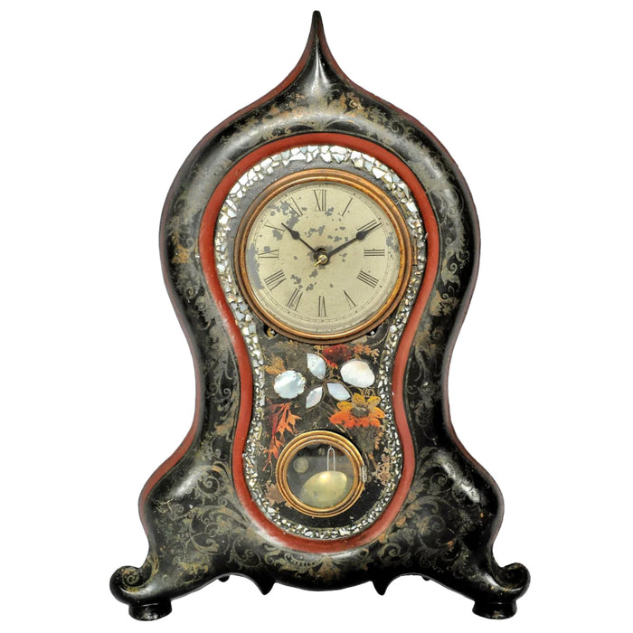 Antique American Empire Period Cast Iron Clock, Circa 1860