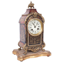 Antique French Tortoiseshell & Brass Inlaid Boulle Ormolu 8 Day Clock Paris 1880