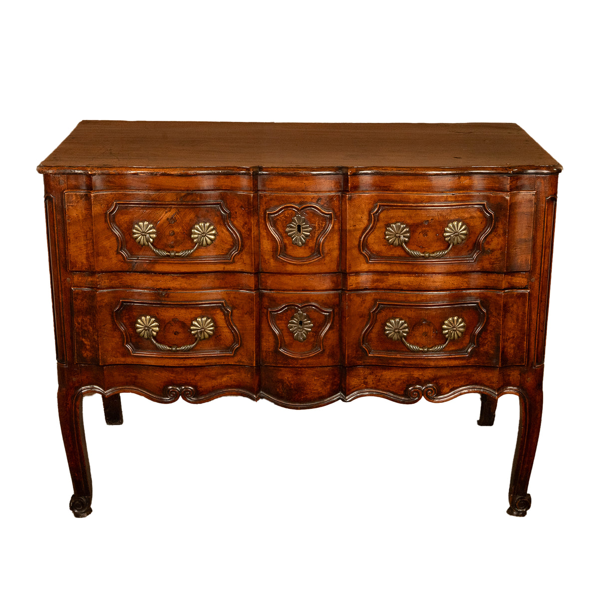 Antique 18th Century French Provincial Régence Carved Walnut Commode Chest 1760