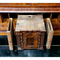 Antique Georgian George II Figured Walnut Bookcase Bureau Secretary Desk, 1750