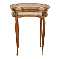 Antique 19thC French Louis XV Ormolu & Walnut Bijouterie Jewelry Table Vitrine, 1880
