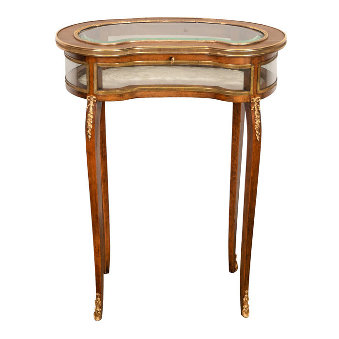 Antique 19thC French Louis XV Ormolu & Walnut Bijouterie Jewelry Table Vitrine, 1880