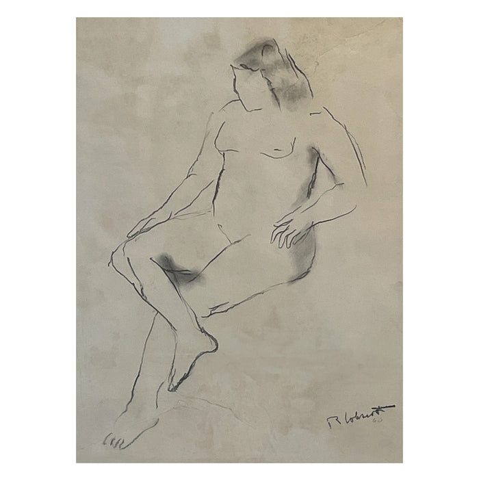 Original Signed & Dated Female Nude Drawing African American Expressionist by Robert Colescott, 1960