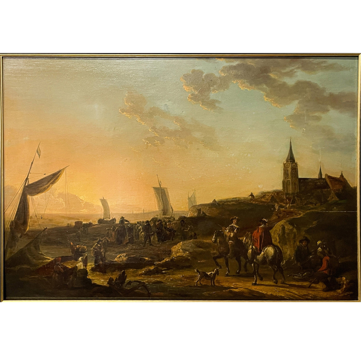 Antique 17th Century Large Dutch Old Master Oil on Panel Landscape Painting Jan Van Goyen 1650