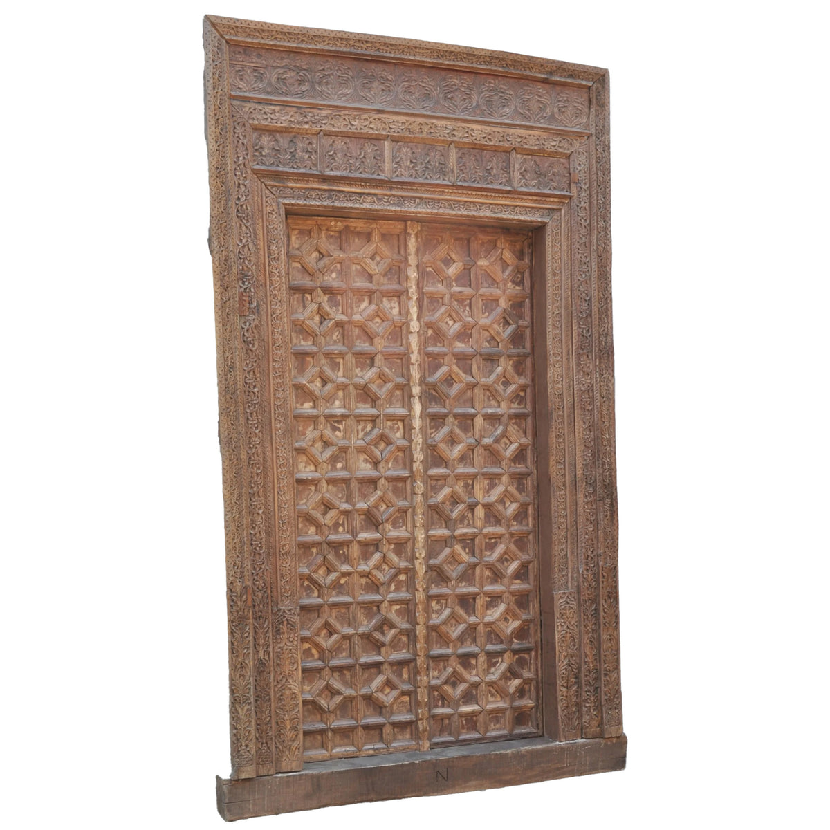 Antique 18th Century Indian Carved Doors & Frame Rajasthan 9.5' x 5.5' Circa 1750