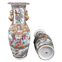 Pair of Antique Chinese Qing Dynasty Famille Rose Vases, Circa 1850