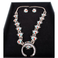 Zuni Pueblo Inlaid Silver Sunface Necklace Bracelet Ring by Burdian Eustace 1960