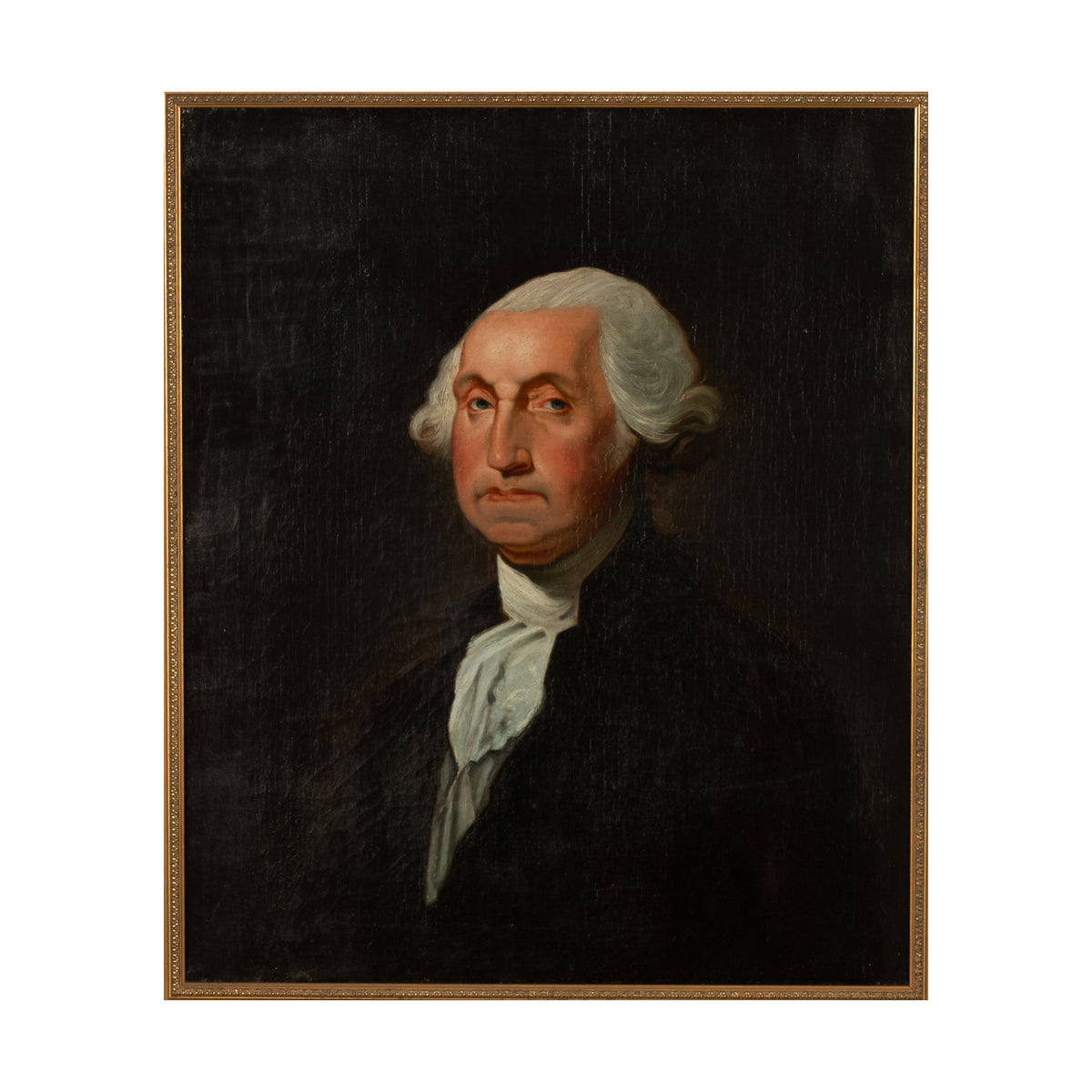 Antique 19th Century American Oil Painting Athenaeum Portrait George Washington after Gilbert Stuart 1845