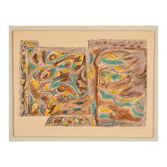 French Surrealist Color Etching "La Sibylle et les Astres" Signed & Numbered by André Masson, 1975