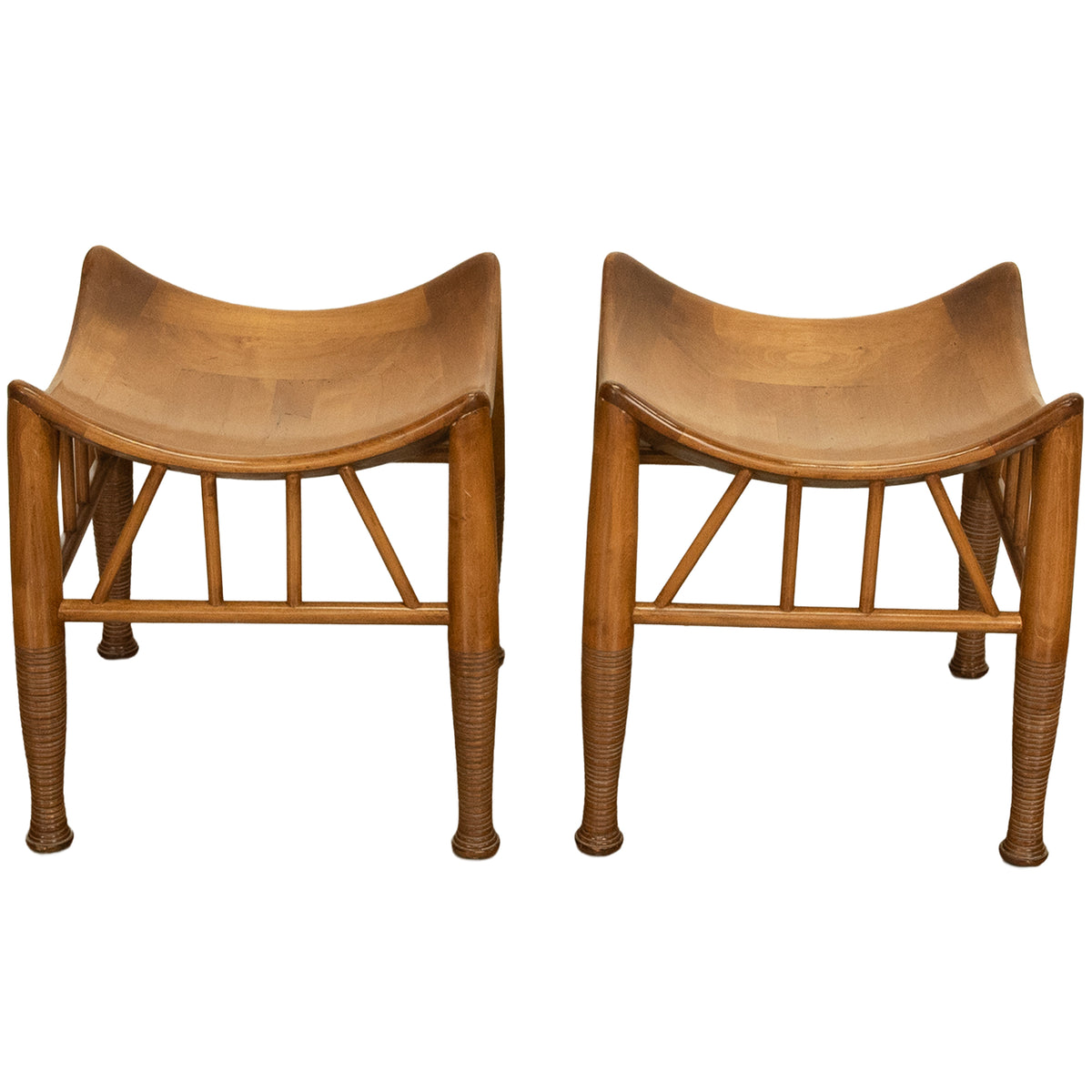 Pair Antique Thebes Egyptian Revival Arts & Crafts Stools Liberty & Co 1900