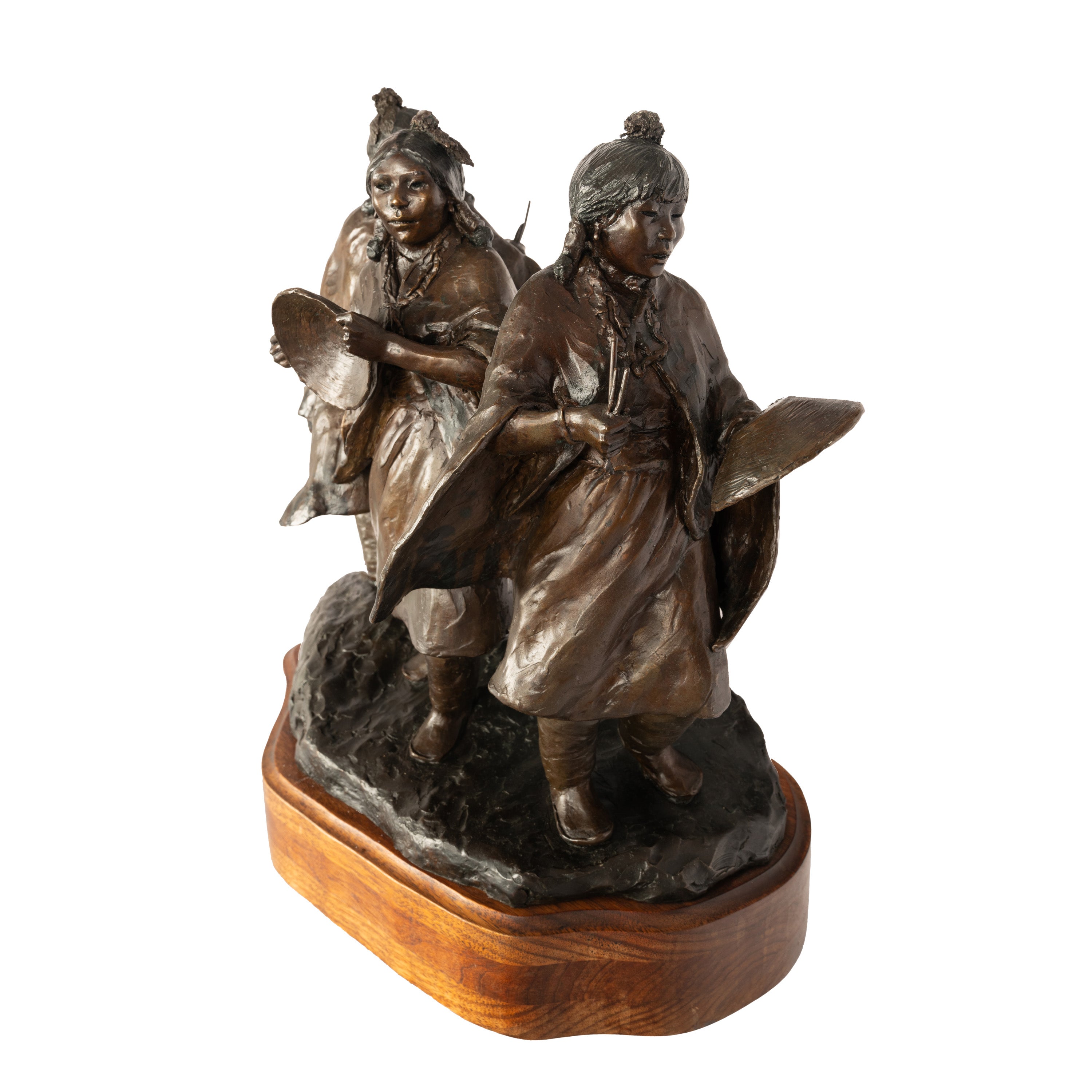 The Basket Dancers Bronze Sculpture Statue Young Native Pueblo