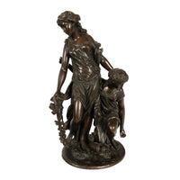 Antique French Neoclassical Rococo Bronze Figural Group of Wine Bacchantes by Clodion 1762