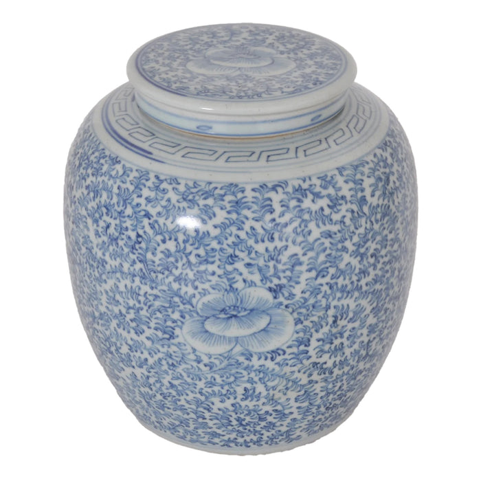 Antique Chinese Qing Dynasty Blue & White Porcelain Ginger Jar, Circa 1850