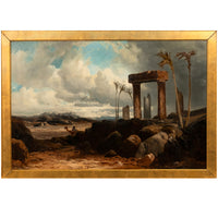 Antique 19th Century Large Oil on Canvas Painting Orientalist Palmyra Syria 1880 by Clarence Henry Roe