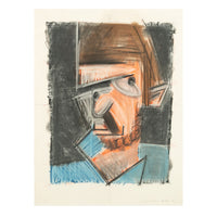 American Cubist Gouache & Pastel Portrait Painting of Robert Lerner Chicago by Michael Hurson  1980