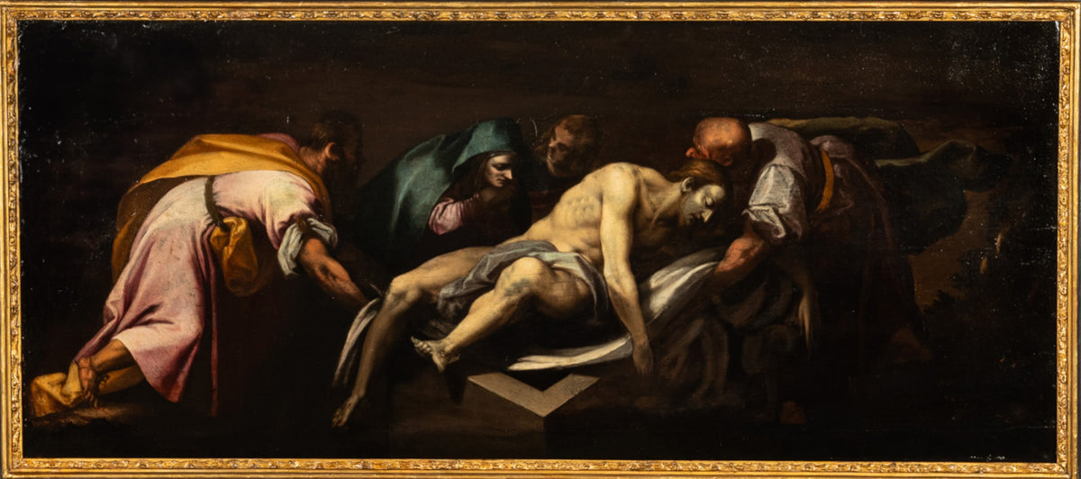 Italian Early 17th Century Renaissance Baroque Oil Painting Entombment of Christ attributed to Daniele Crespi 1620