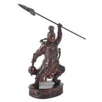 Antique Chinese Carved Wooden Warrior in Zeitan Wood, Circa 1850