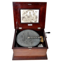 Antique 14" Disc Music Box in Mahogany Case by Criterion, Circa 1880