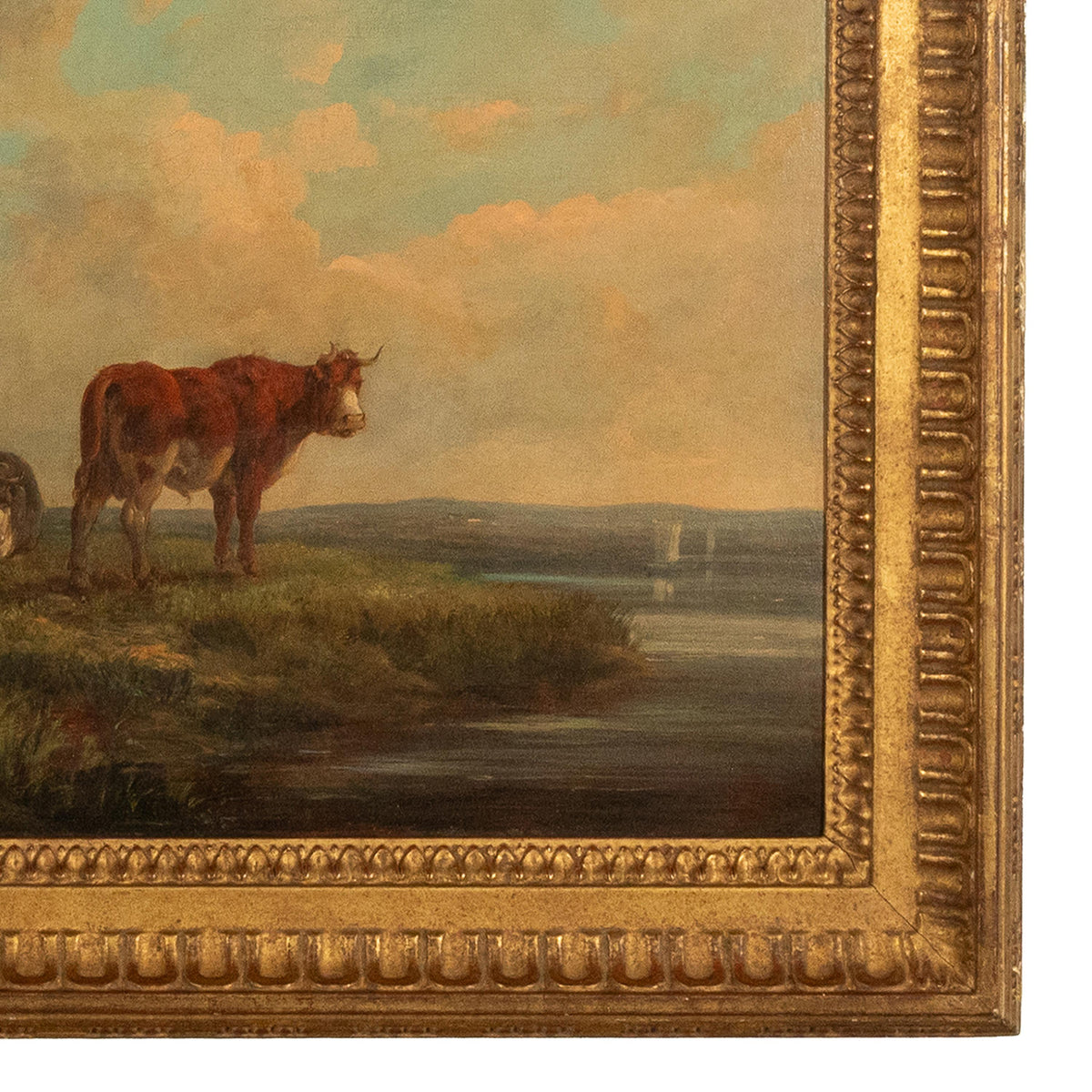 19th Century Oil Painting Pastoral Luminist Romantic Highland Cows Paris Ex-Christie's by Henry Milbourne, 1815