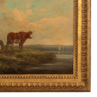 19th Century Oil Painting Pastoral Luminist Romantic Highland Cows Paris Ex-Christie's by Henry Milbourne, 1815